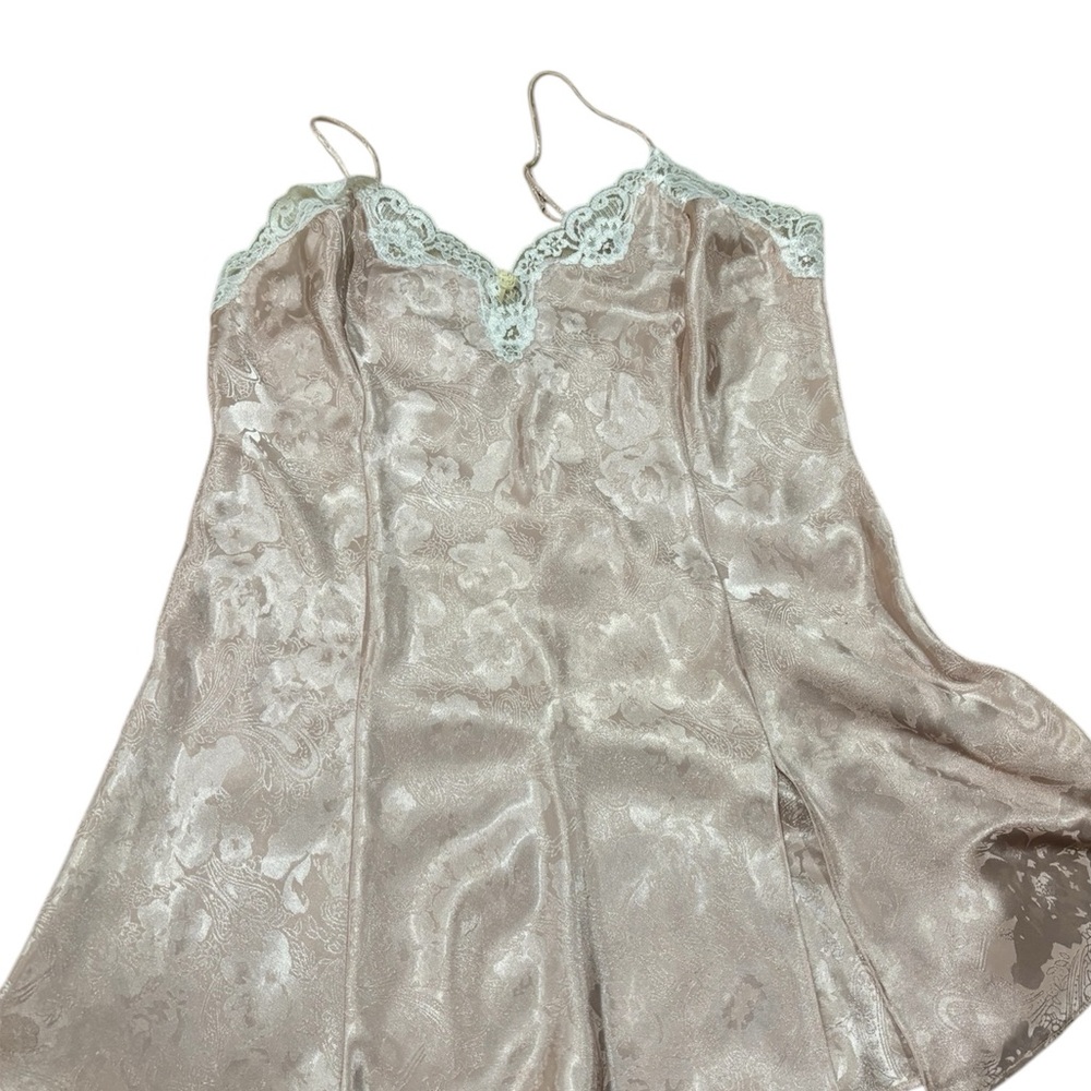 Blush pink jacquard satin chemise with lace size L